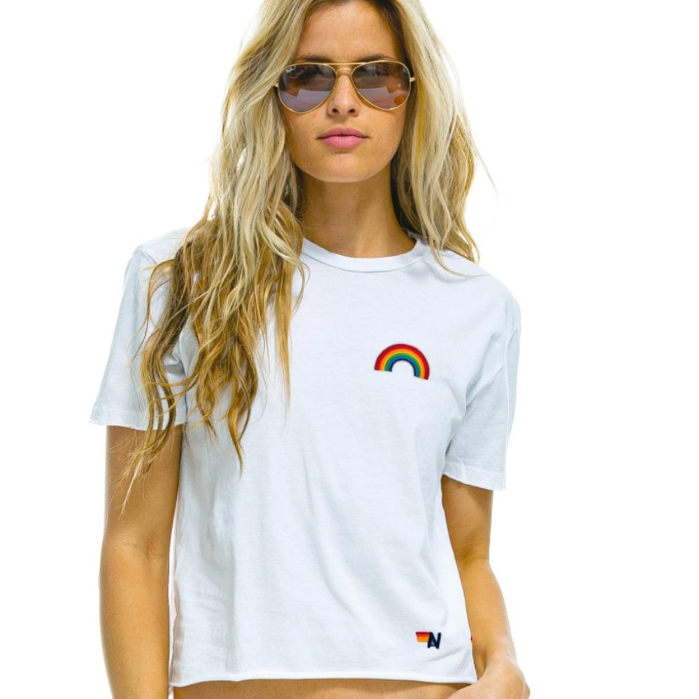 Aviator Nation | Rainbow Embroidery Boyfriend Tee